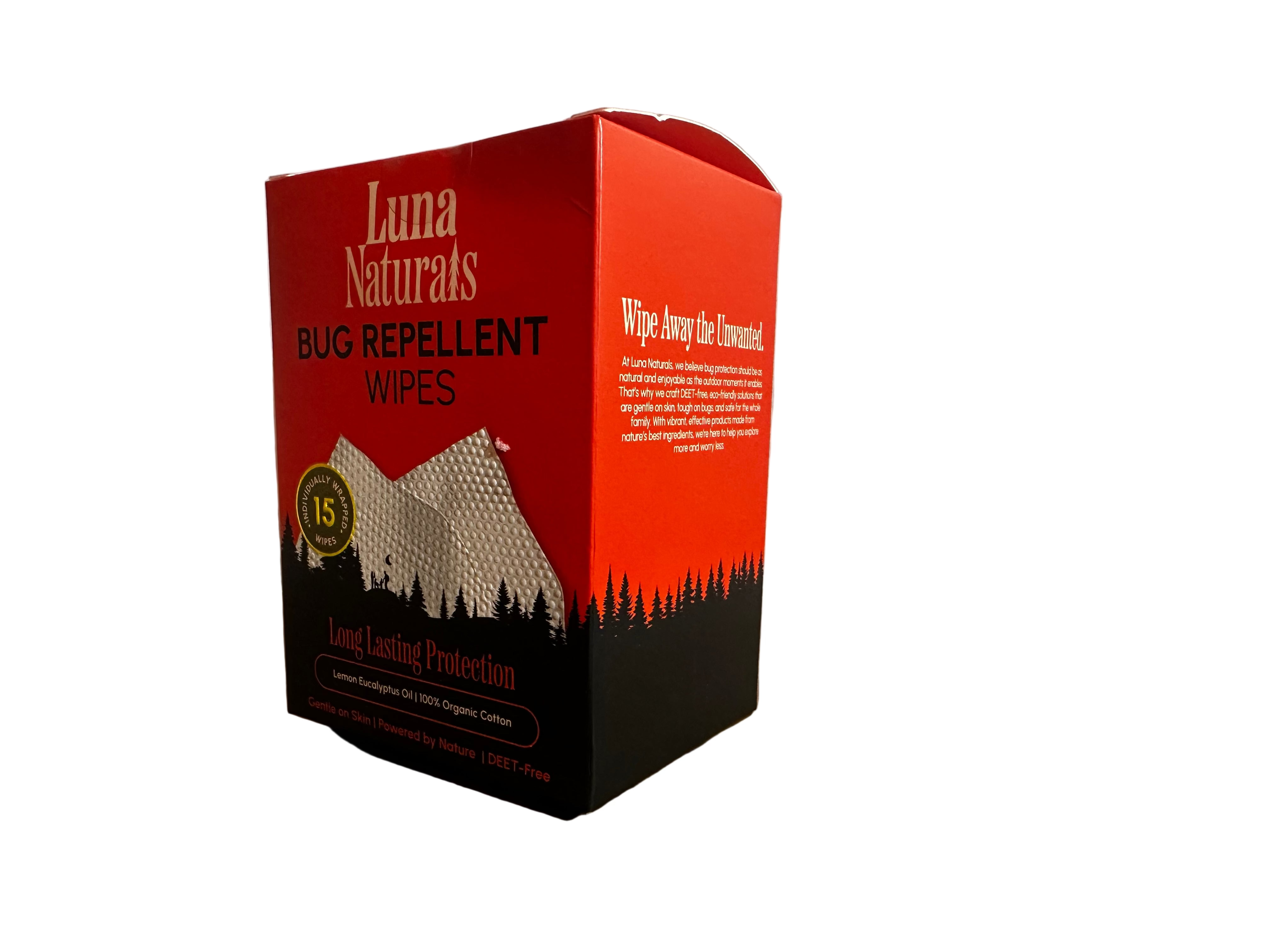 Luna Naturals Bug Repellent Wipes — DEET-Free, 15 Count