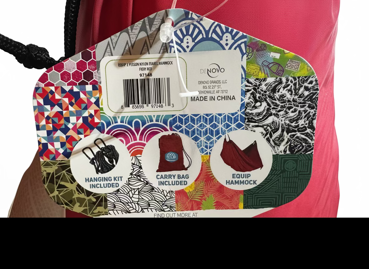 Equip 2-Person Travel Hammock – Fiery Red with Hanging Kit and Carry Bag