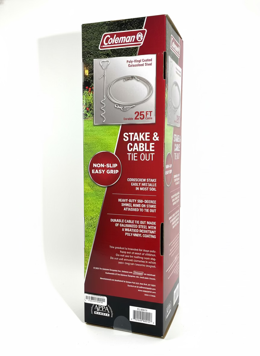 Coleman Stake & Cable Tie-Out – 25 ft | For Dogs up to 100 lbs