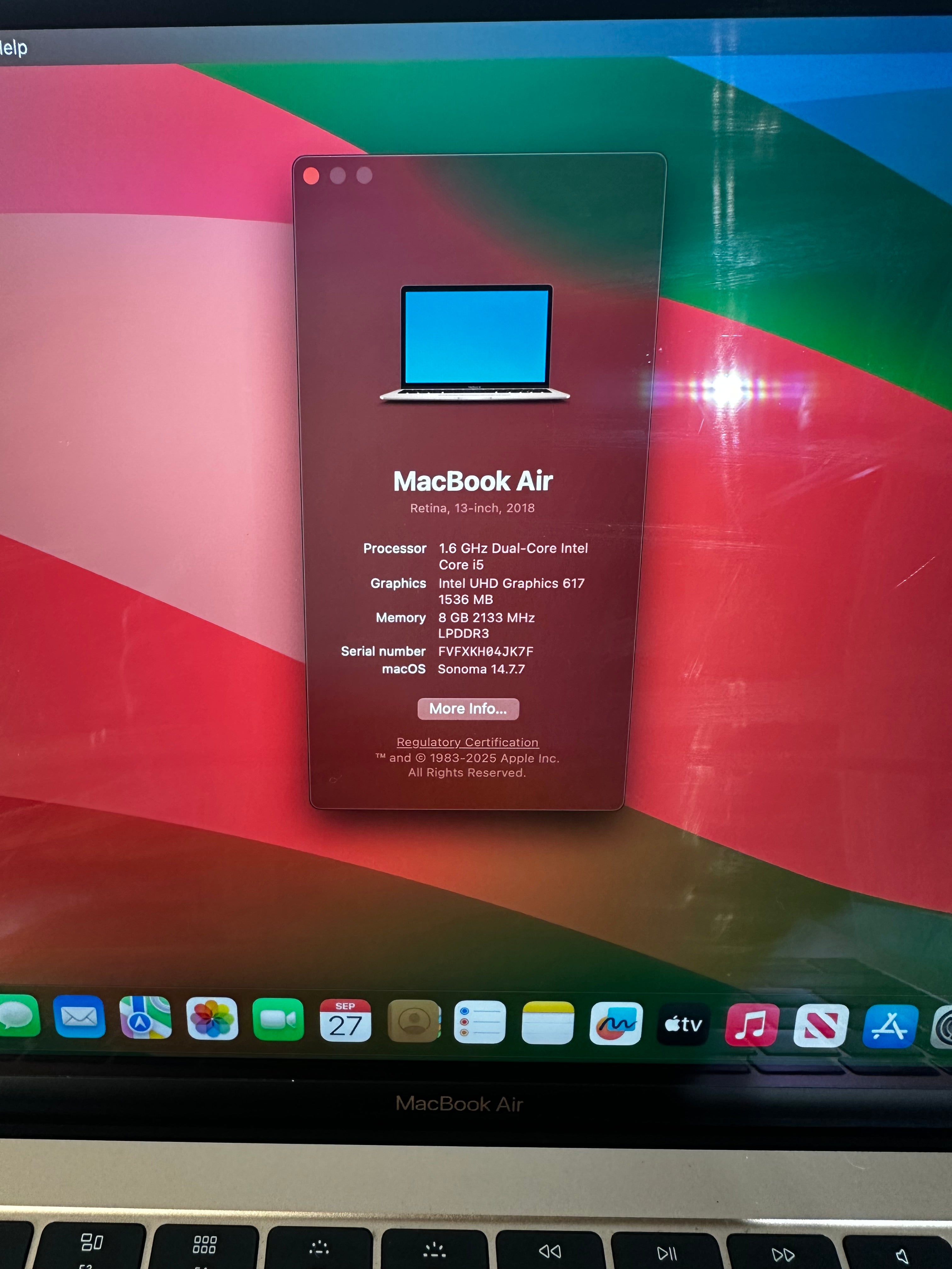 2018 Apple MacBook Air Retina 13-Inch – Rose Gold - Intel Core i5, 8GB RAM, 128GB SSD – Ultra-Thin Laptop - Used