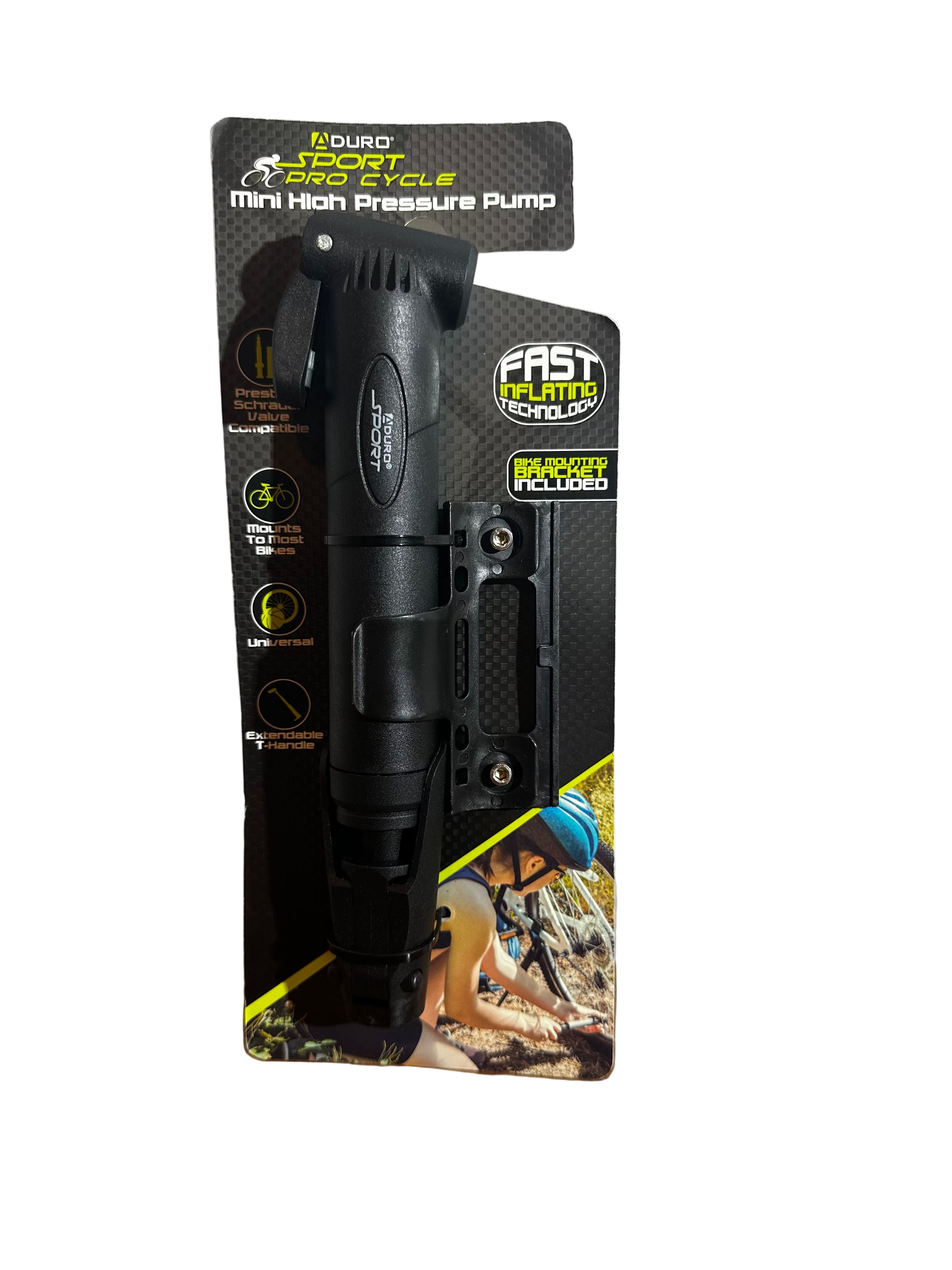 Aduro Sport Cycle Mini High-Pressure Bike Pump with Mount