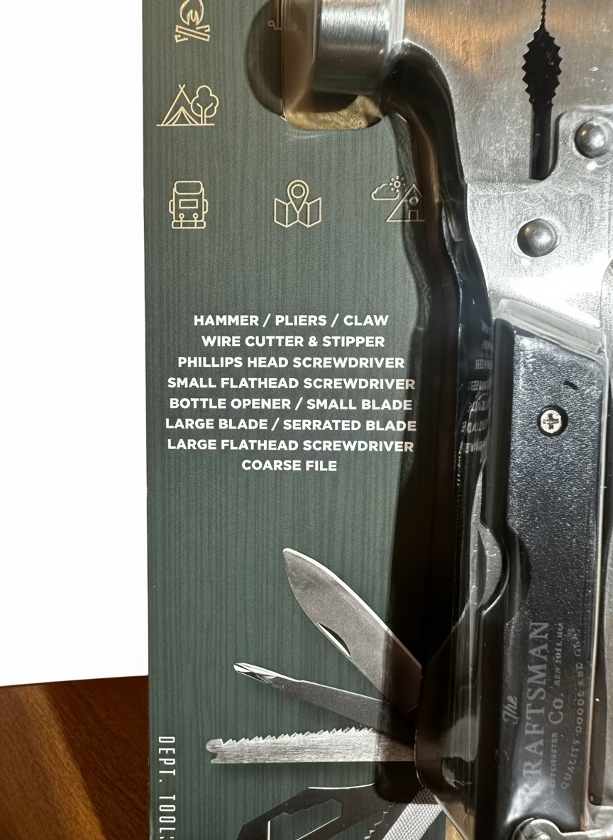 The Kraftsman Co. 12-in-1 Stainless Steel Multi Hammer with Nylon Sheath