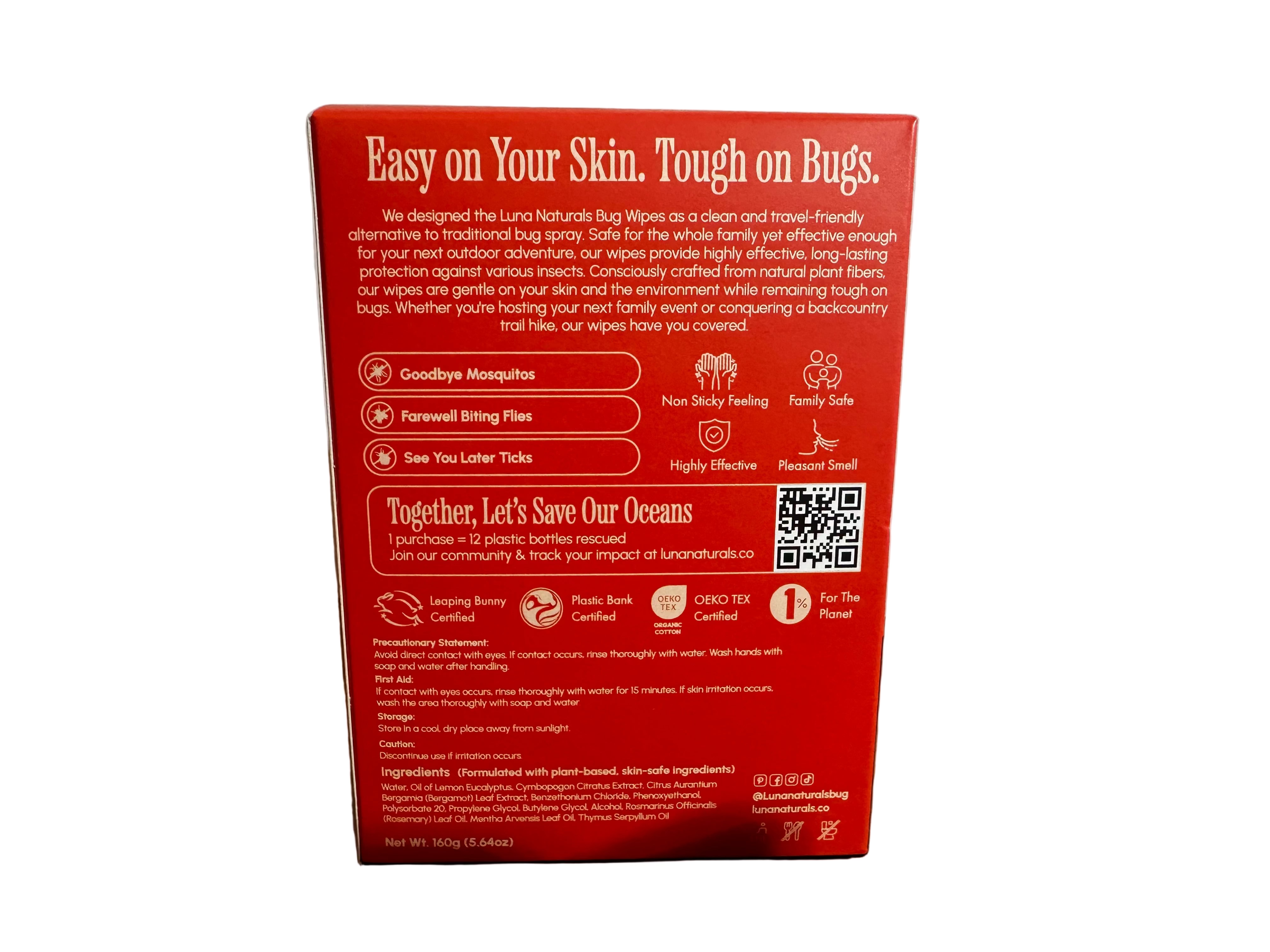 Luna Naturals Bug Repellent Wipes — DEET-Free, 15 Count