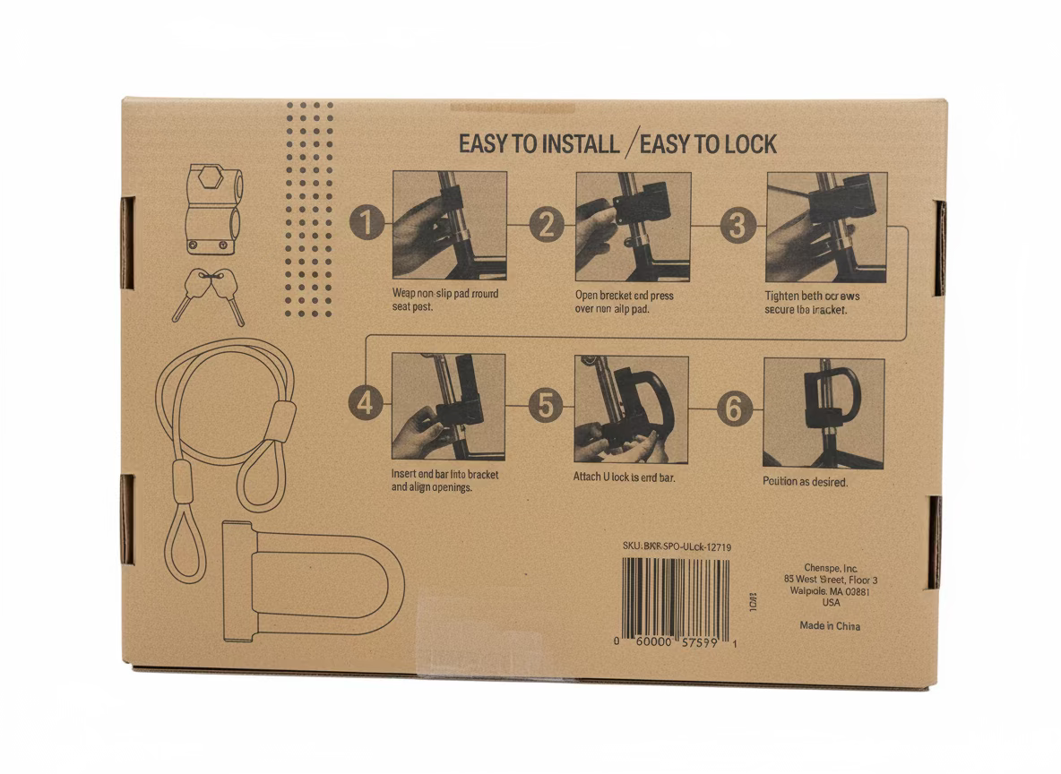 Bikeroo Bike Lock Set with U-Lock, Steel Cable, Mount, and Keys