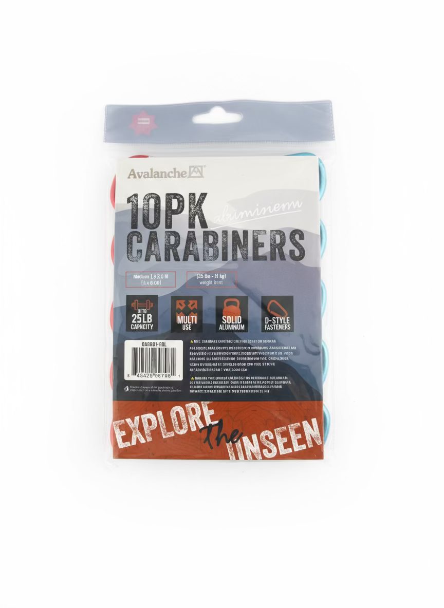 Avalanche Aluminum Carabiners – 10 Pack (25 lb Capacity)