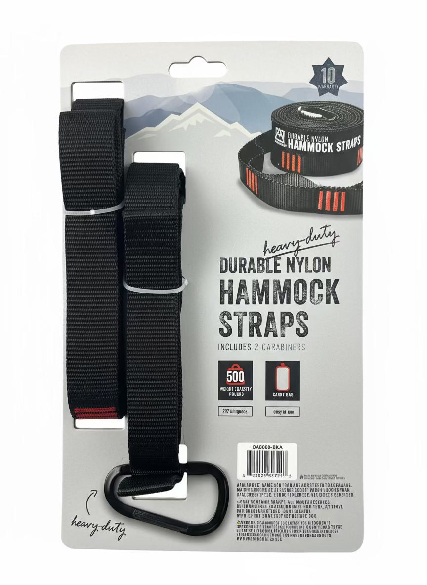 Avalanche Durable Nylon Hammock Straps – 10 ft, Includes Carabiners