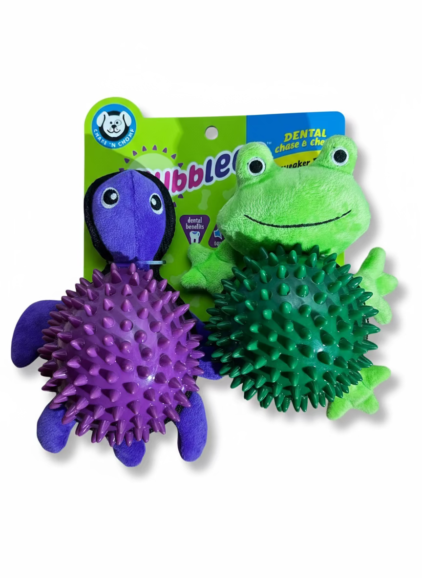 Nylabone Bubbles Plush + Spiky Dental Toy Duo