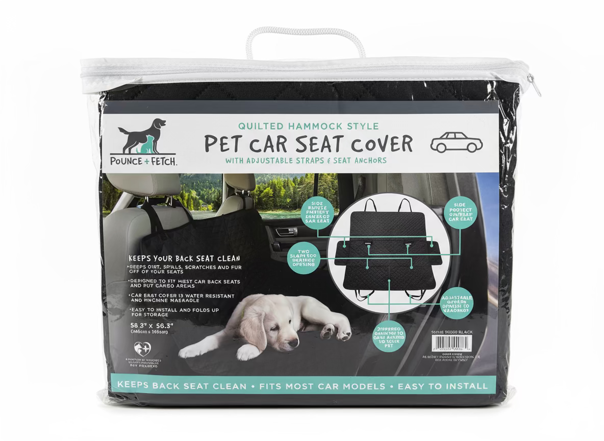 Pounce + Fetch Quilted Hammock Pet Car Seat Cover
