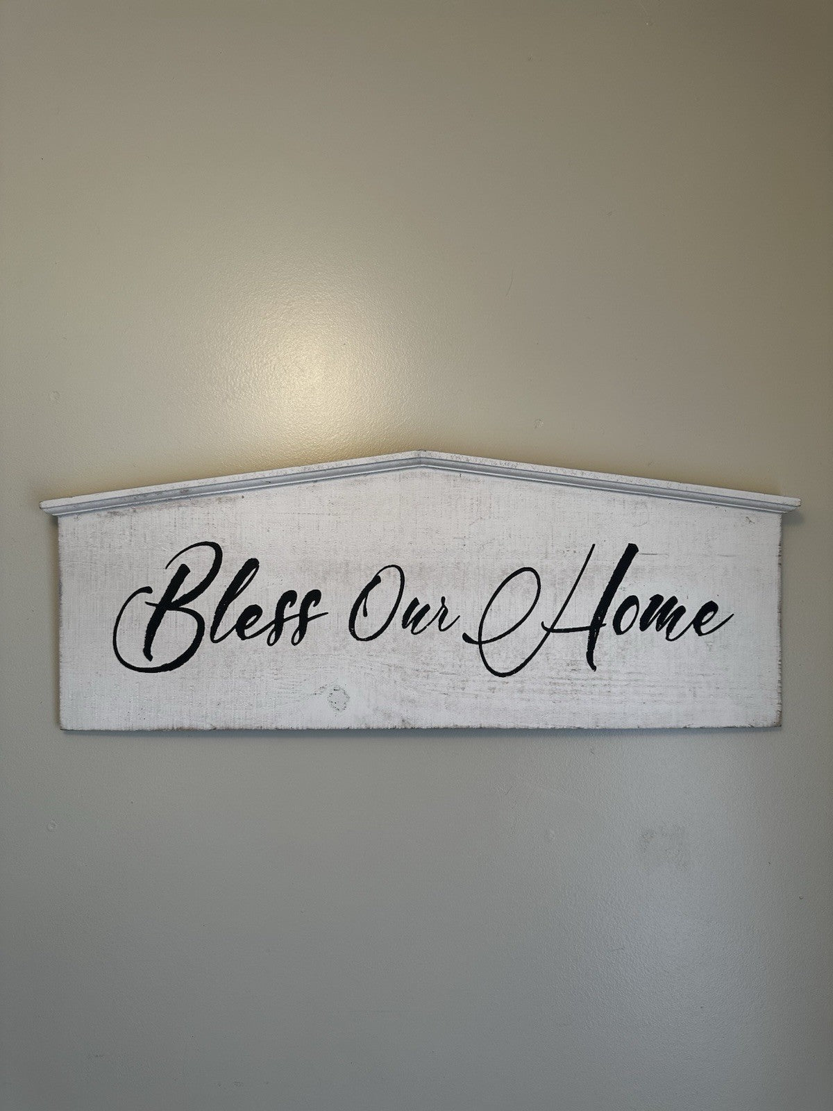 “Bless Our Home” Whitewashed Wood Sign