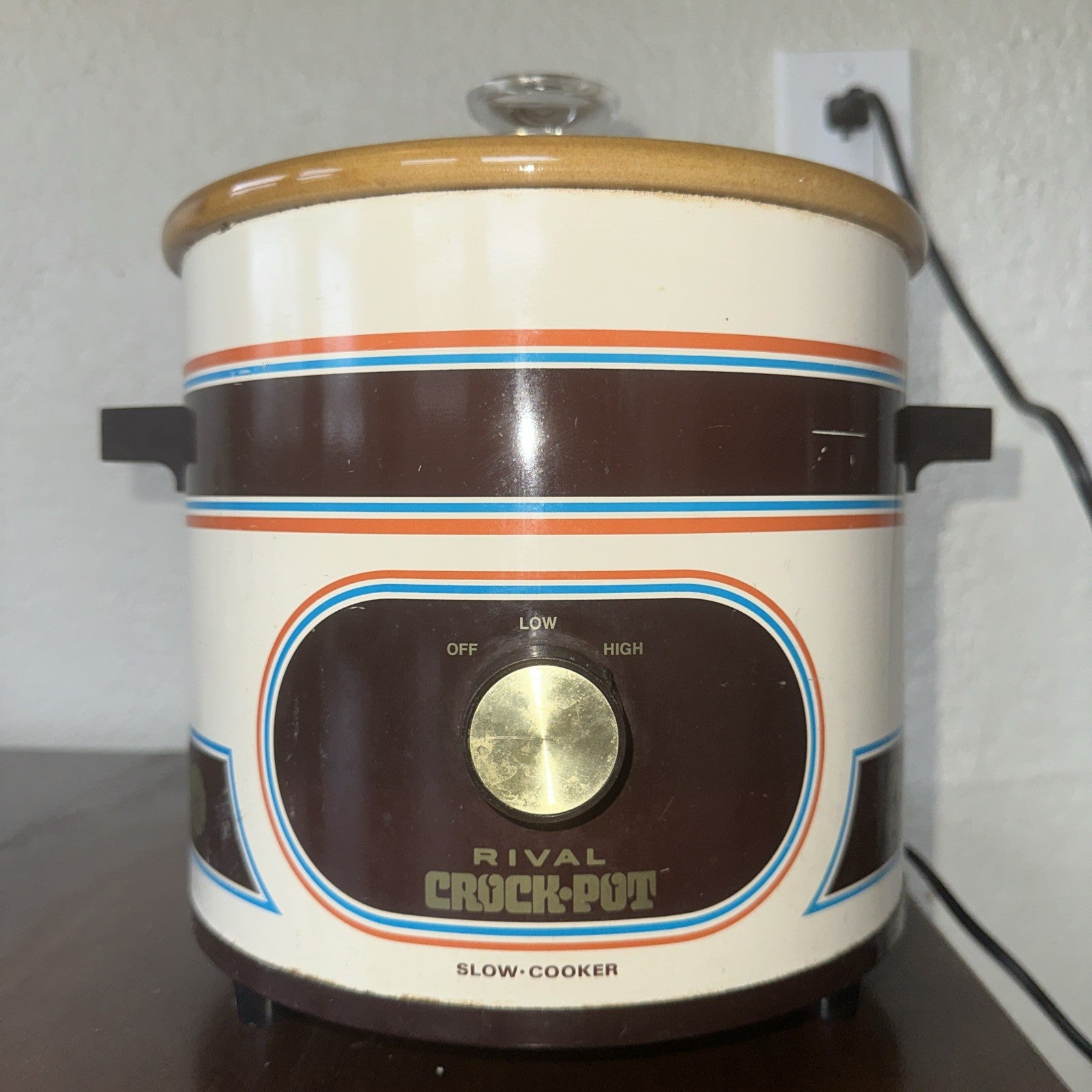 VINTAGE Rival Crock Pot Model 3100 3.5 Qt Slow Cooker Stripes 70s 80s TESTED!!