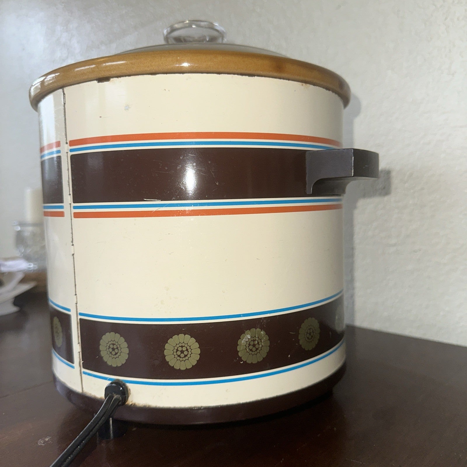 VINTAGE Rival Crock Pot Model 3100 3.5 Qt Slow Cooker Stripes 70s 80s TESTED!!